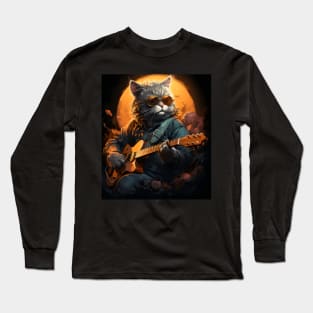 Cat Guitar - Animals Playing Musical Instruments Long Sleeve T-Shirt